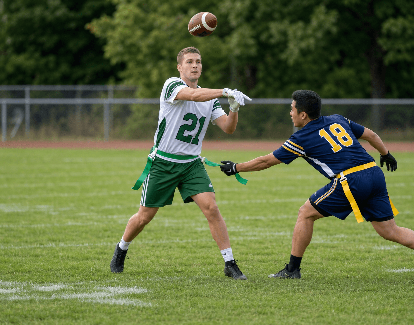 Flag football players