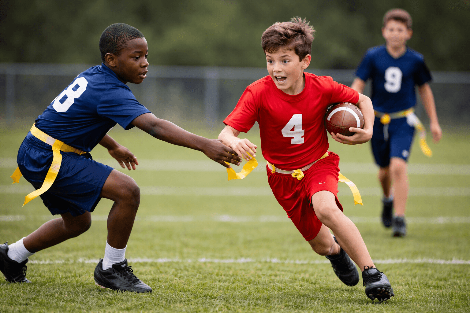 Flag football players
