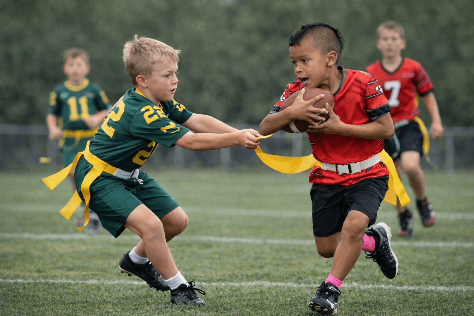 Flag football action